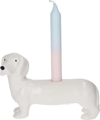 Produktbild von Gift Company Kerzenhalter Mignon, Dackel, Kerzenständer in Hund-Form, Dolomit, Weiß, H 13.2 cm, 1221501001