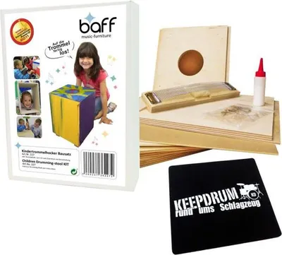 Produktbild von Baff Kinder-Trommel-Hocker Cajon Bausatz 38 mit Sitz-Pad