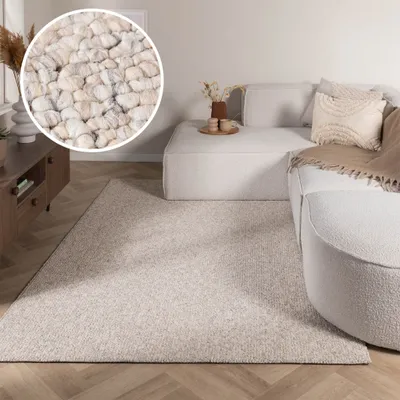 Produktbild von Volero - Waschbarer Wollteppich - Bruno Beige Creme - 200x290 cm - Wohnzimmer, Esszimmer, Kinderzimmer, Schlafzimmer - Klassik, Ländlich, Modern, Skandinavisch
