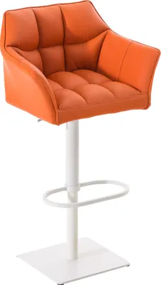 Produktbild von TPFLiving Barhocker Damaskus Gestell weiß Kunstleder Orange