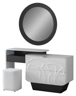 Image de Ensemble de chambre à coucher : table de chevet, lit, armoire, commode, blanc, style moderne
