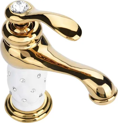 Produktbild von Massiver Messing-Mischbatterie Kalt-Warmwasserhahn mit Ornamenten für das Waschbecken - r Goldwasserhahn