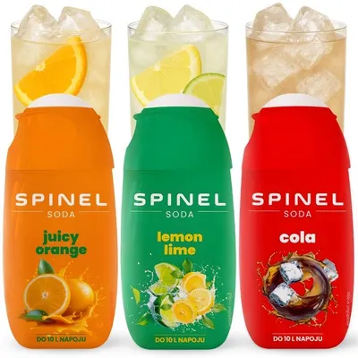 Obrázek produktu pro Sirup Spinel Soda Lemon Lime Orange Cola 65ml, 3 kusy pro výrobníky perlivé vody SodaStream