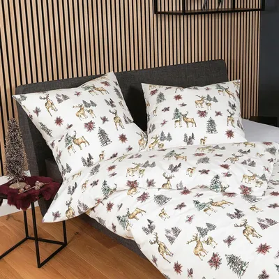 Produktbild von Janine Feinbiber Bettwäsche Davos 65150 naturell rot grün 135x200 cm + 80x80 cm
