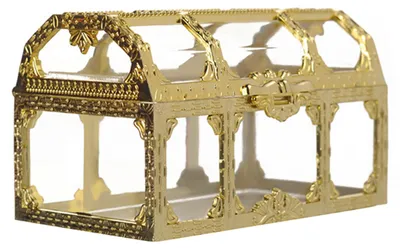 Produktbild von Transparente Schatztruhe als Gastgeschenkbox, dekorative Aufbewahrungsbox für Süßigkeiten, ideal für Hochzeiten, Babypartys und Geburtstagsfeiern.