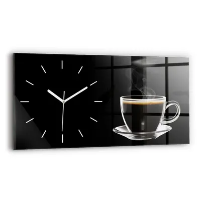 Produktbild von Wallfluent Wanduhr – Stilles Quarzuhrwerk - Uhr Dekoration Wohnzimmer Schlafzimmer Küche - Zifferblatt mit Strichen - weiße Zeiger - 60x30 cm - Schwarzer Kaffee