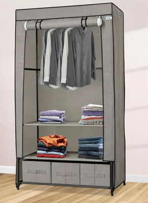 Image de Lendo Online Armoire Pliable 3 Tiroirs 90x47x163 Acier Gris, Image générée par une IA