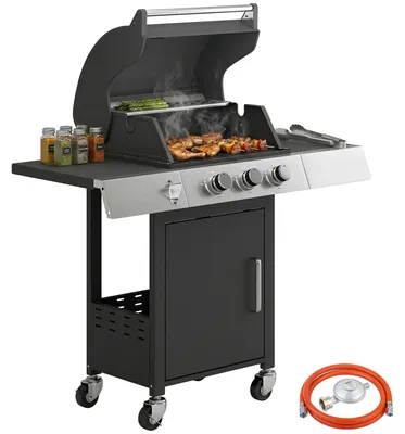 Obrázek produktu pro Plynový gril, 3 hořáky, integrované teploměr, černá barva