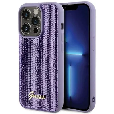 Obrázok produktu pre Guess Sequin Script Metal kryt na iPhone 15 Pro Max (GUHCP15XPSFDGSU) - fialový