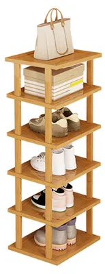 Produktbild von Sechslagiges, stabiles und wasserdichtes Schuhregal aus Bambus mit großem Fassungsvermögen und hoher Tragfähigkeit – ideal für den Eingangsbereich.