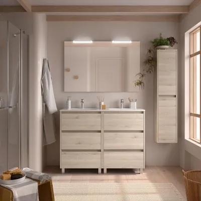 Immagine prodotto di Salgar mobili da bagno NOJA 1200 3 cassetti NATURALE + lavabo
