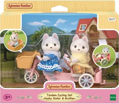 Immagine prodotto di Sylvanian Families Fratelli Husky, Tandem verde con cestino, 5637