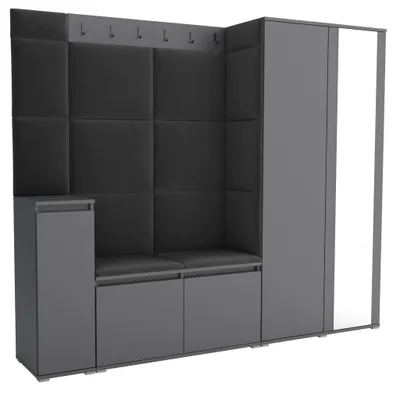 Produktbild von Garderobe LUTON 8 ANTHRACITE 16 - Farbe: anthrazit, moderne Garderobe 40x220x186 cm, funktionelle Lösung für den Flur, Garderobe, Möbel für den Flur,
