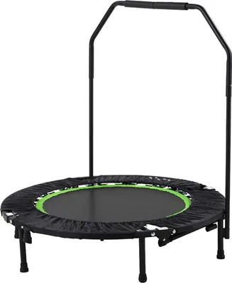 Obrázok produktu pre Tunturi Skladacia fitness trampolína pre dospelých Ø 104 cm s tyčou a krytom hrán / Skákacia fitness trampolína / Rebounder
