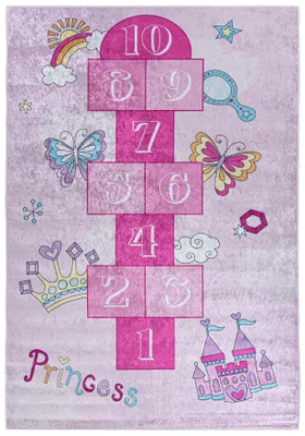 Produktbild von Mazovia Kinderteppich Hüpfspiel Rosa 140x200 cm Kurzflor Pflegeleicht Spielteppich für Kinderzimmer