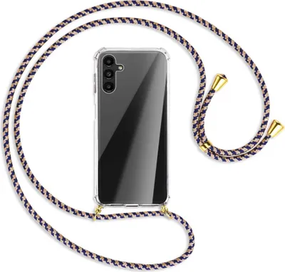 Produktbild von Handykette Backcover-Schutzhülle mit Band (Metall goldfarben) für Samsung Galaxy A13 5G - blau+beige
