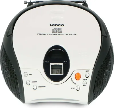 A portable CD player with radio functionality.