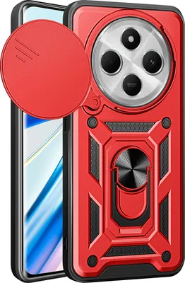 Produktbild von Hülle für Xiaomi Redmi 14C Magnetische Ring Ständer Halter Dia Kameraschutz TPU Bumper Silikon Schutzhülle Rot