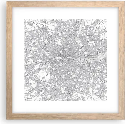 Produktbild von Gerahmtes Poster - Rahmen in heller Eiche - Stadt Karte London - 30x30 cm - Wand Bild - Wanddeko - Wandbilder - Kunstposter - Wandposter - Bilderrahmen - Bilder - Kunstdruck - P2NAC30x30-4680