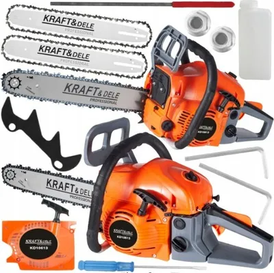 Produktbild von Benzin Kettensäge 5,7 PS +2 Schwert 16"/18" 2 Ketten + Ersatzstarter | Motorkettensäge Motorsäge Gartensäge