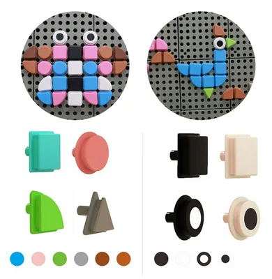 Produktbild von Masterkidz-Set mit 64 geometrisch geformten Stiften für Stammbretter