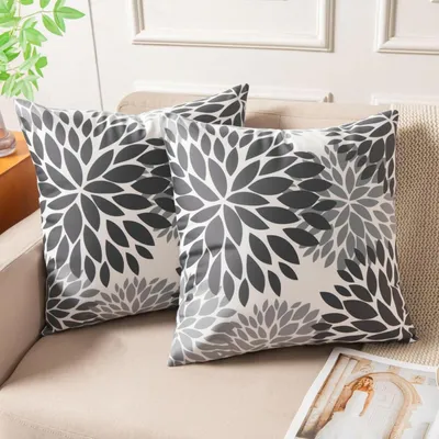 Productafbeelding van Kussensloop, fluweel, grijs, 50x50 cm, set van 2, vierkante decoratieve kussens