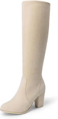 Productafbeelding van Kniehoge laarzen met 8 cm hak voor dames, beige