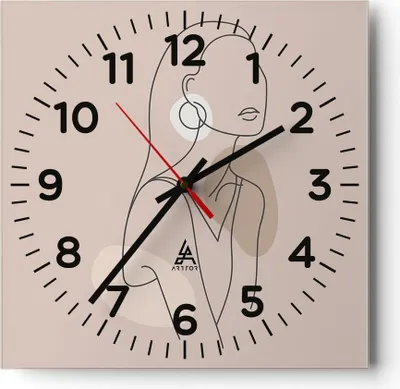 Produktbild von Wanduhr - Quadrat - Glasuhr - Stück Linie Frau - 40x40cm - Schleichendes Uhrwerk - Lautlos - zum Aufhängen bereit - Dekoration Modern - Wanddekoration aus Glas - C4AC40x40-4766