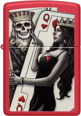 Obrázek produktu pro Zapalovač Zippo King Skull Hearts Queen Men Red Metal