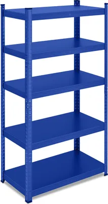 Image de Étagère robuste Relaxdays, dimensions : 150 x 75 x 30 cm, charge maximale : 875 kg, acier, 5 niveaux, étagère de rangement, cave, garage, à assembler, bleue
