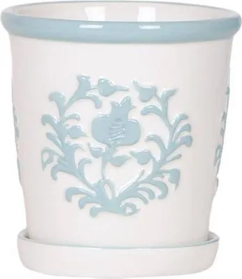 Zdjęcie produktu dla Doniczka Malaga - turkusowa - Ø9cm - ozdobna doniczka ceramiczna w stylu