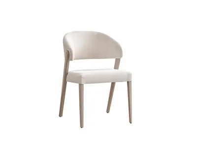 Image de Chaise de salle à manger, fauteuil rembourré blanc, chaises de salle à manger design en bois