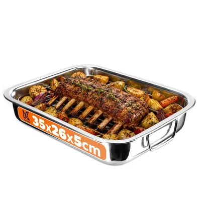 Obrázek produktu pro KADAX pekáč s mřížkou "Motte", pekáč z nerezové oceli, s vložkou, zapékací mísa, 35 cm, stříbrná