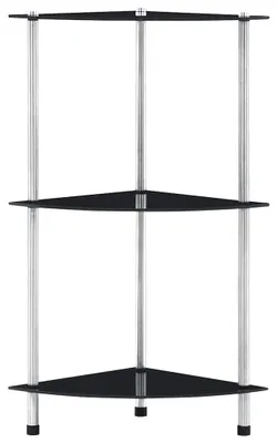Obrázok produktu pre vidaXL Regál s 3 policami čierny 30x30x67 cm tvrdené sklo