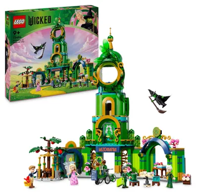 Produktbild von LEGO Wicked Willkommen in Emerald City, Spielzeug mit Turm, Glinda und Elphaba Mini-Puppen, Geschenk für Fans des Films und Mädchen und Jungen ab 9 Jahren, die Puppenhäuser lieben 75684