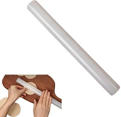 Produktbild von Kunststoff-Backroller - 3,5 x 3,5 x 35 cm - Backgerät - Backwerkzeug - weiß - ideal für Backen, Pizza, Pasta, Teig, Kekse