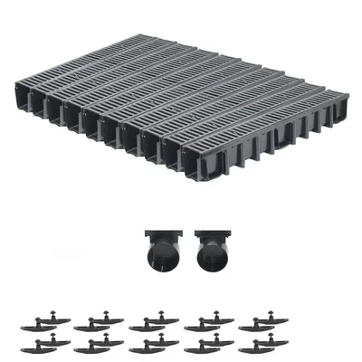 Produktbild von SPEEDPLANT Entwässerungsrinne C250 mit Gussrost, PKW- & LKW-befahrbar – 10 m Bodenrinne, 25 t Belastbarkeit, Tiefe 148 mm, inkl. Zubehör