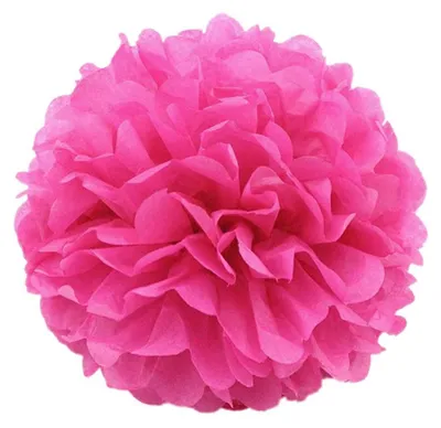 Immagine prodotto di 10 fiori di carta rosa "fucsia" di 25 cm per decorazioni da festa
