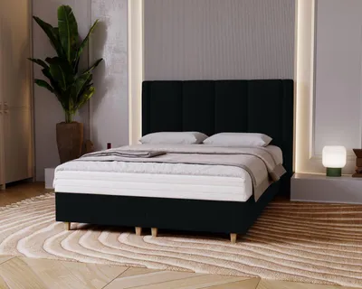 Produktbild von Gepolstertes Doppelbett 180x200 KENBRIDGE - schwarz