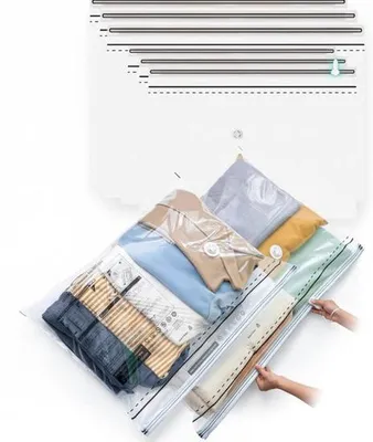 Produktbild von Famanu Vakuum-Aufbewahrungsbeutel für Bettdecken und Decken - Set von 7 - luftdicht - wiederverwendbar - kompakte Aufbewahrung - geeignet für