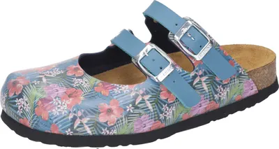 Produktbild von Dr. Brinkmann Damen Clog Blumen Muster geschlossen zwei Riemen Schnalle, Größe:42 EU, Farbe:Mehrfarbig
