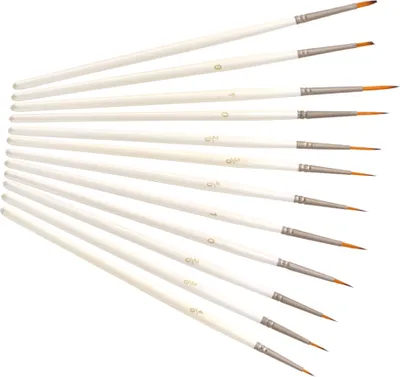 Produktbild von Detail Paint Brush Set Miniatur-Nylon-Haarpinsel fuer feine Details Acryl / Aquarell / Gouache / Pigment / oelkunst, 12 Stueck / Set