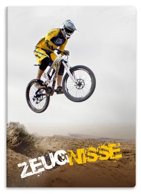 Produktbild von DIN A4 Urkundenmappe, robuste Dokumentenmappe, Präsentationsmappe für Urkunden - 20 stabile Fächer - für Kinder, Jugendliche, Schüler, Mädchen, Jungen (Mountainbike-Design)
