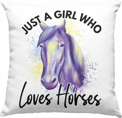 Produktbild von Trendation - Lustige Reiter Sprüche Geschenk Deko-Kissen mit Füllung 40x40 Reiterin Pferde Mädchen Geschenkidee Pferde Just A Girl Who Loves Horses (Blau)
