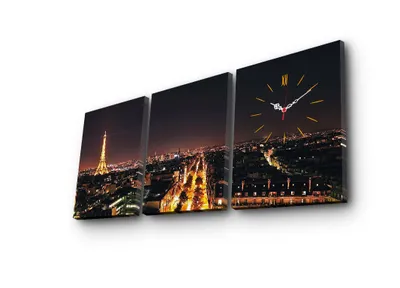 Produktbild von Opviq, 3P3040CS- CLA3615, Bunt, Wanduhren, 96 x 40 cm, 100% Wildleder -Leinwand