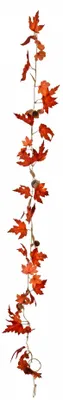 Herbstgirlande mit Blättern und Zapfen, 180 cm, orange-rot