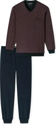 Produktbild von Schiesser Herren Schlafanzug lang rotbraun Serie Comfort Nightwear 100 % Baumwolle