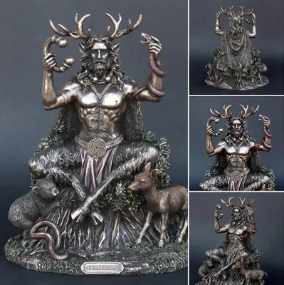 Obrázek produktu pro Pryskyřičné sochy Cernunnos Sedící Socha Keltský Bůh Postava podsvětí Ornamenty pro domácí zahradu Řemeslná dekorace