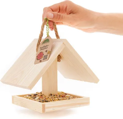 Image de Nichoir en bois, mangeoire pour oiseaux sauvages, résistante aux intempéries et 100 % jardin