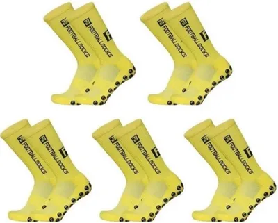 Produktbild von Fußball Anti-Rutsch Socken – Sport & Fitness – Herren & Damen – Gelb – 5 Paar – EU 39-46